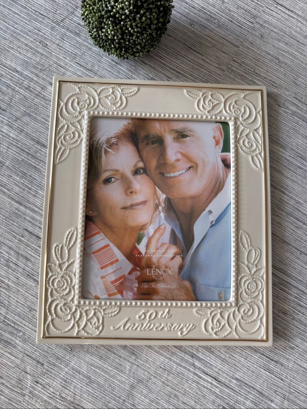 Lenox Fine Porcelain 50th Anniversary 8x10 Photo Frame Gold Accents